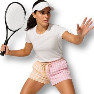 EleVen Venus Williams XL Cindy Shorts Pink Plaid Tennis Gingham‎ Activewear NWT